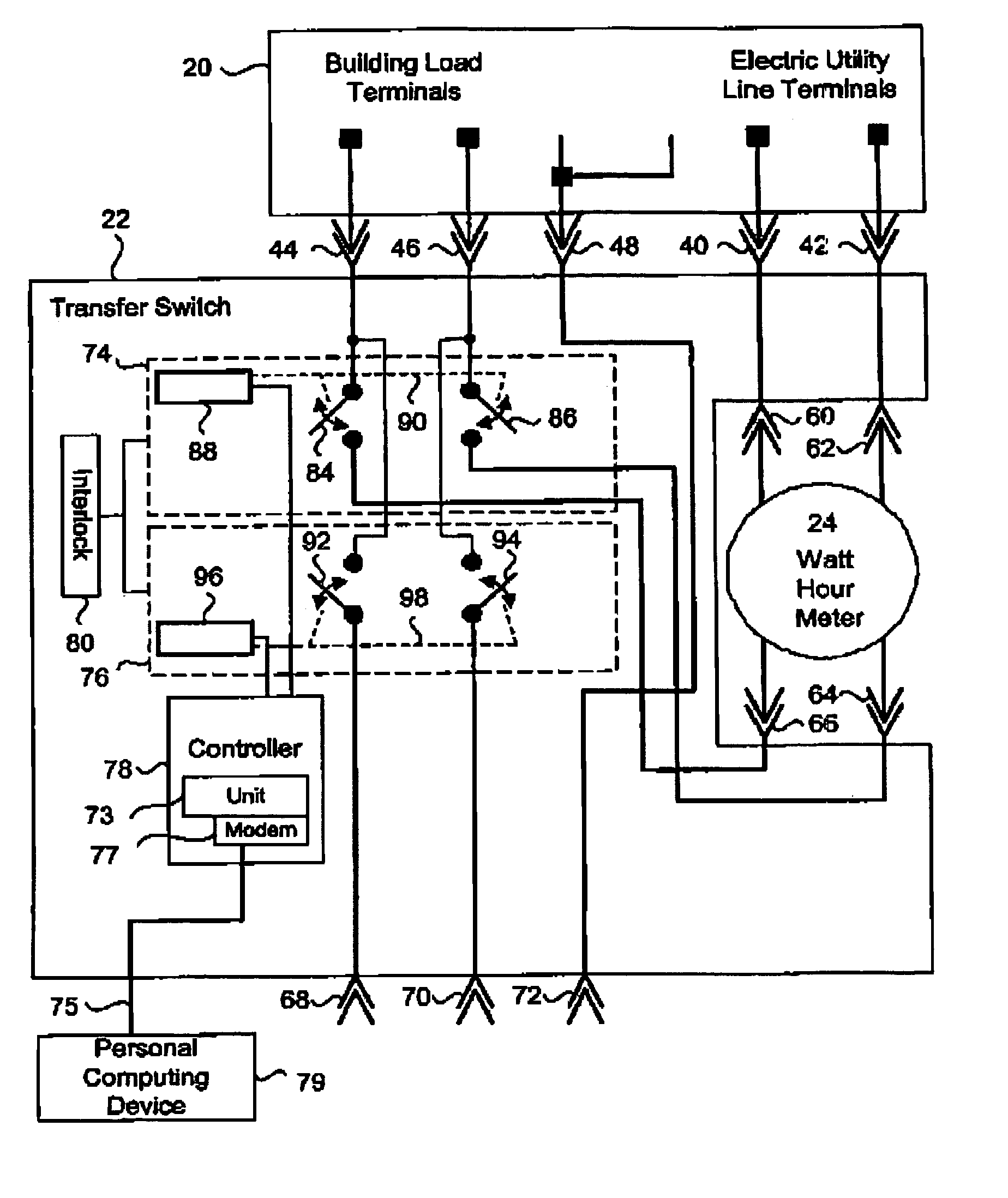 Power transfer switch assembly