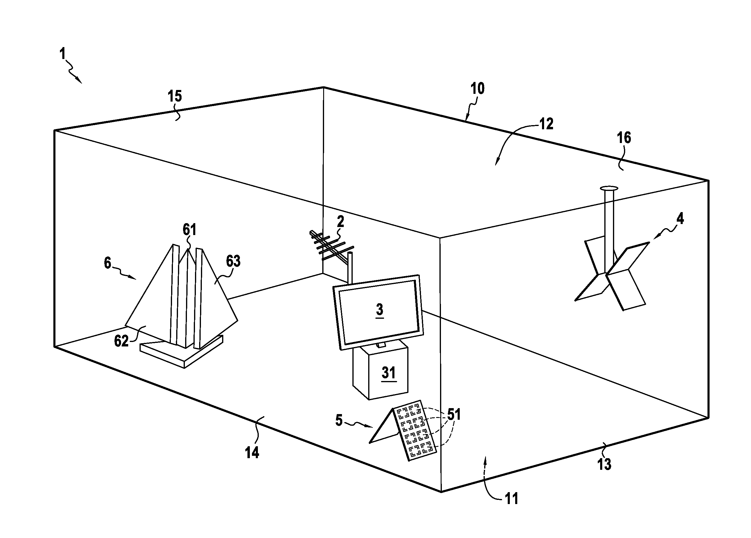 Reverberation chamber with improved electromagnetic field uniformity