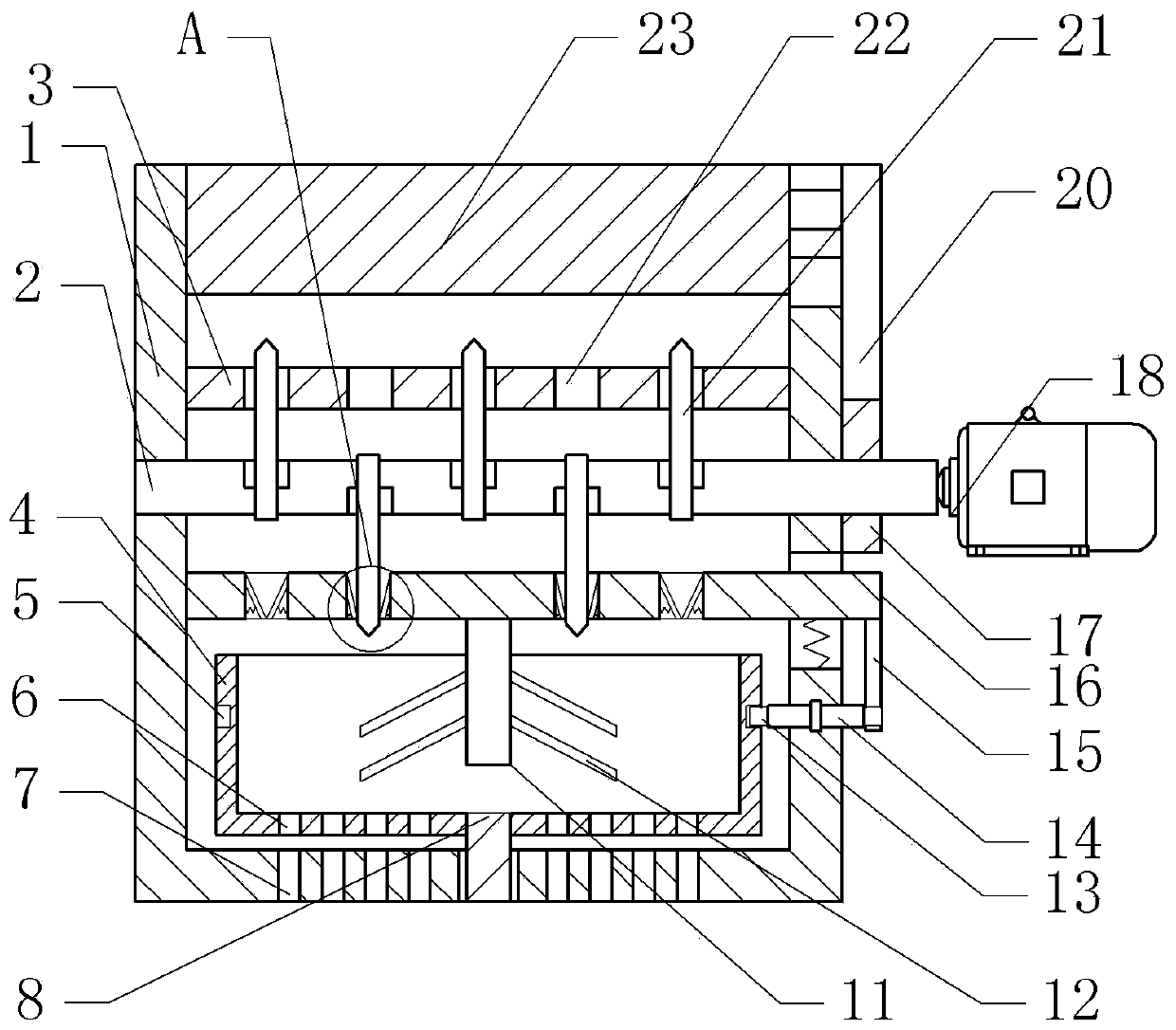 Crushing device for pet snack processing