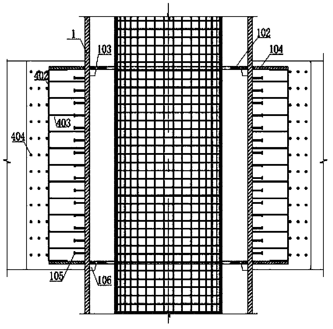 Top layer joint connecting structure of concrete-filled steel tubular column and reinforced concrete beams