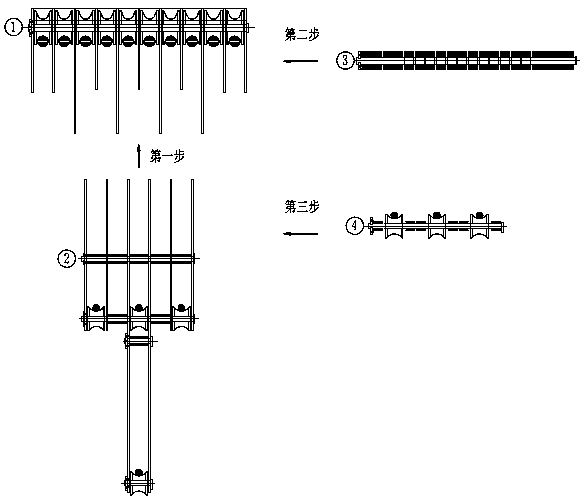 Cable hoisting system self-propelled and layered structure cable bearing device constructing structure and mounting method thereof