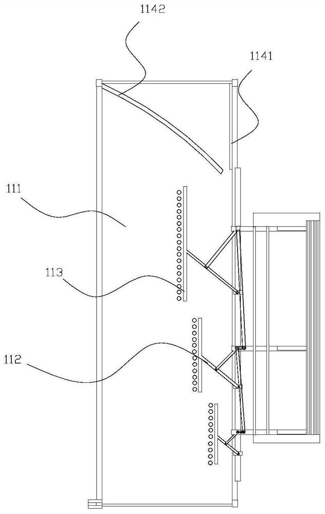 Multi-directional material distribution conveying production line, production device and production method of pork stuffed dumplings