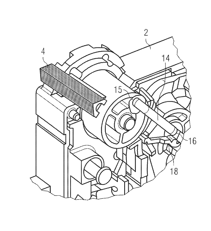 Switching device with rocker arm, especially protection switch