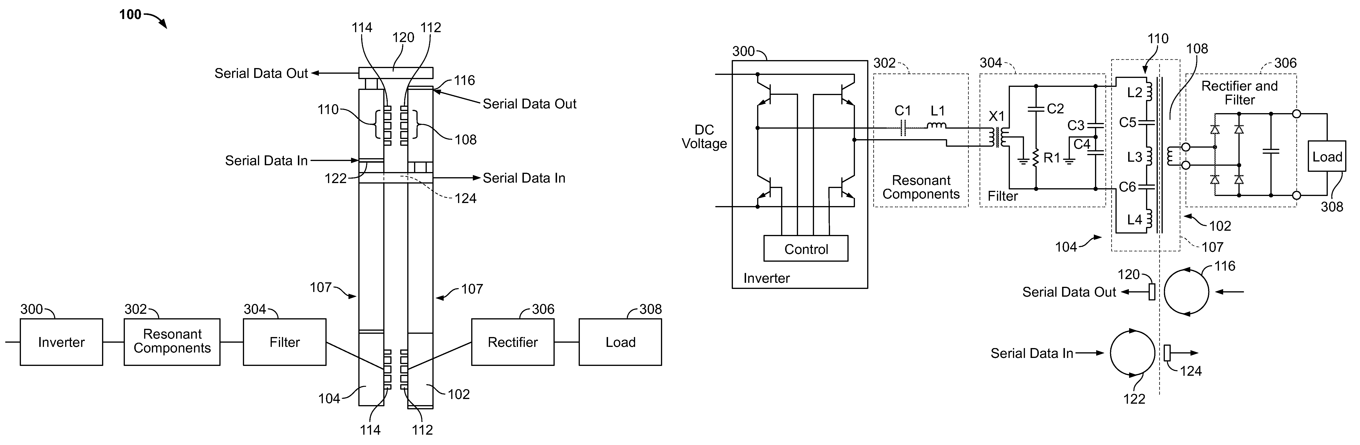 Contactless power and data transmission apparatus