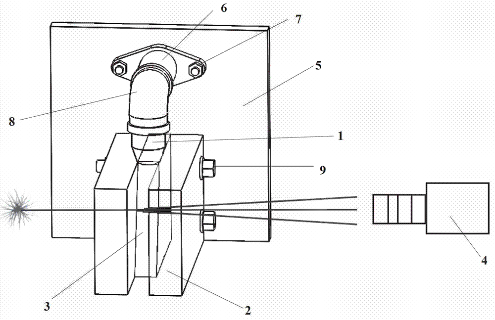 Device for testing gas flow field structure of kerf in laser cutting process