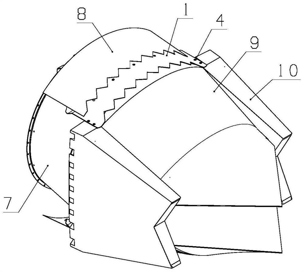 Two-dimensional nozzle flying lap joint outer cover structure