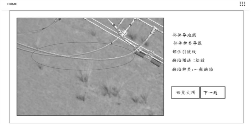 Evaluation method and system for defect identification training of overhead transmission line