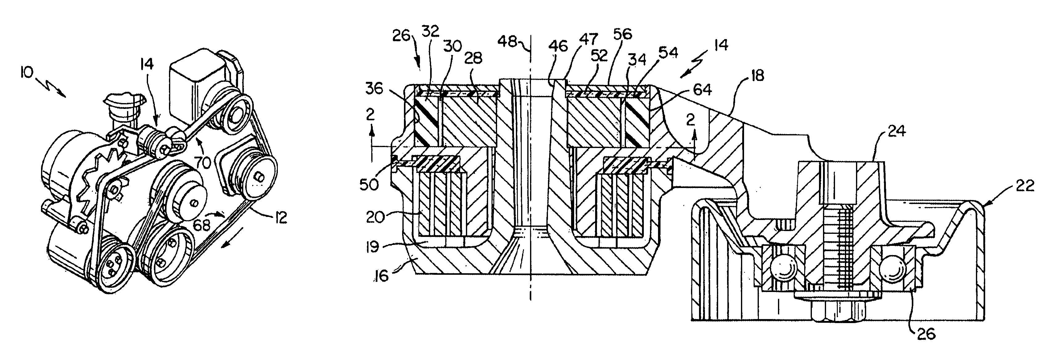 Unidirectional motion asymmetric damped tensioner