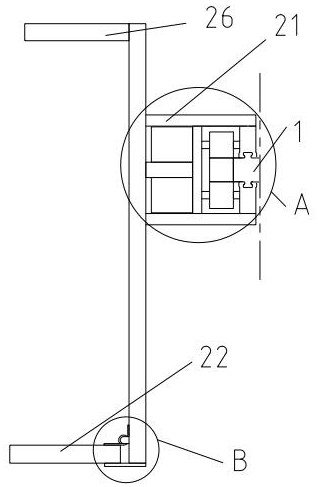 Rail type handrail with automatic rebound anti-skid pedal