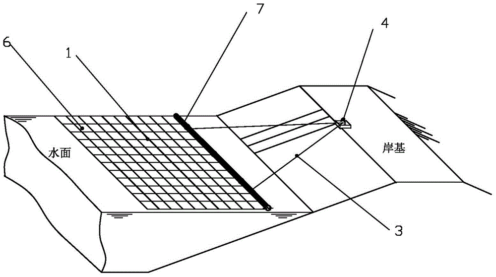 An installation method of water surface floating body evaporation control system under horizontal pulling state
