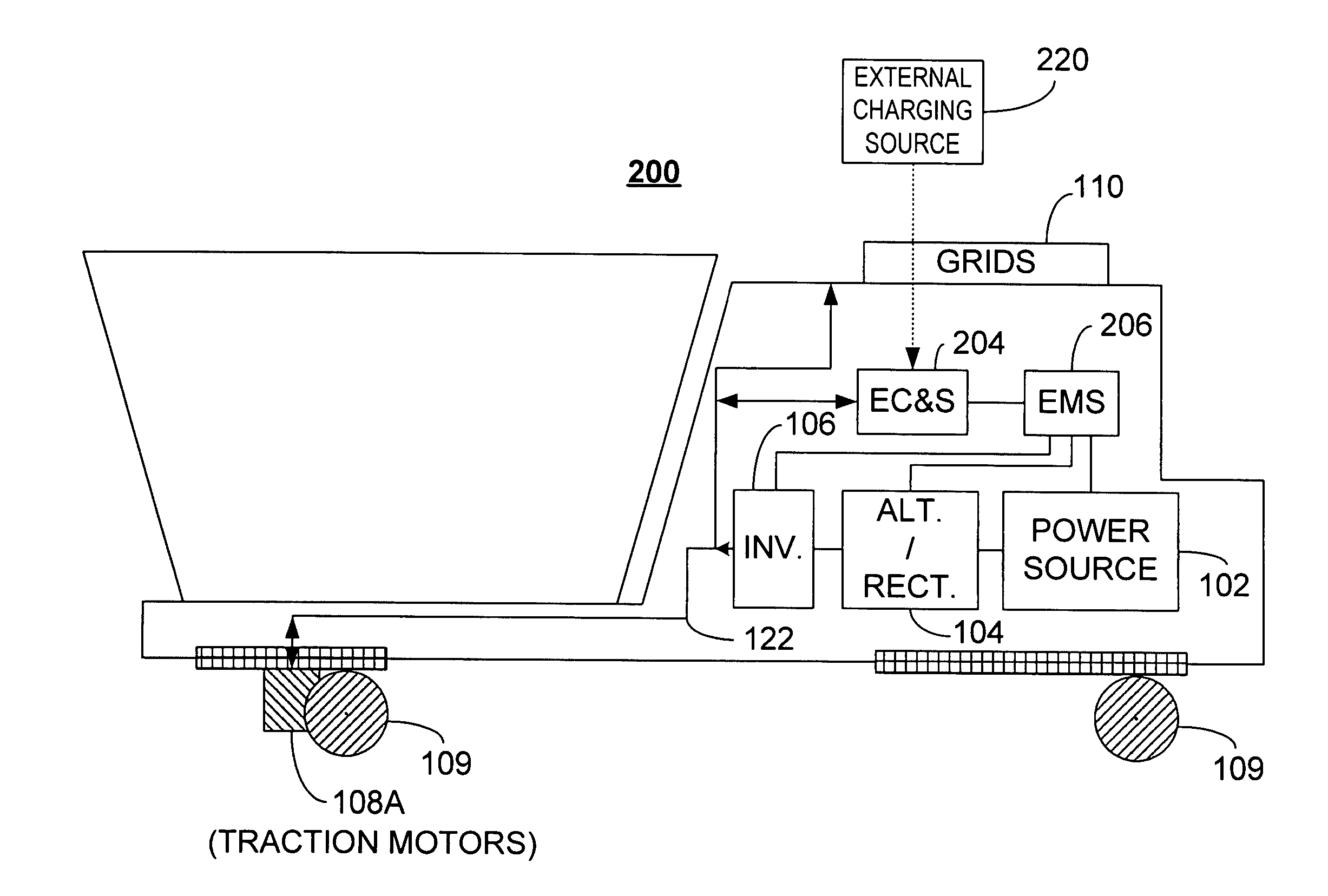 Hybrid energy off highway vehicle load control system and method