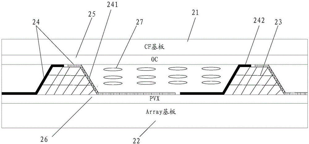 Embedded touch screen, display device and production method