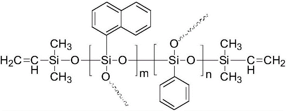 Naphthyl ultrahigh-refractive-index LED packaging silicone