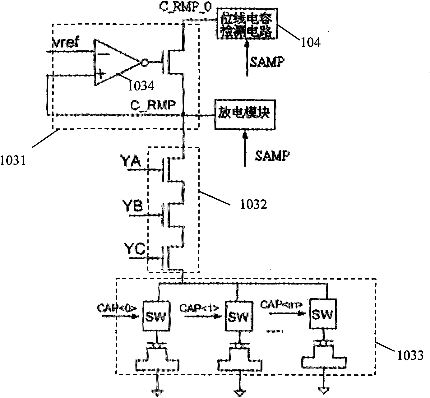 Read amplifier with bit line capacitance detection