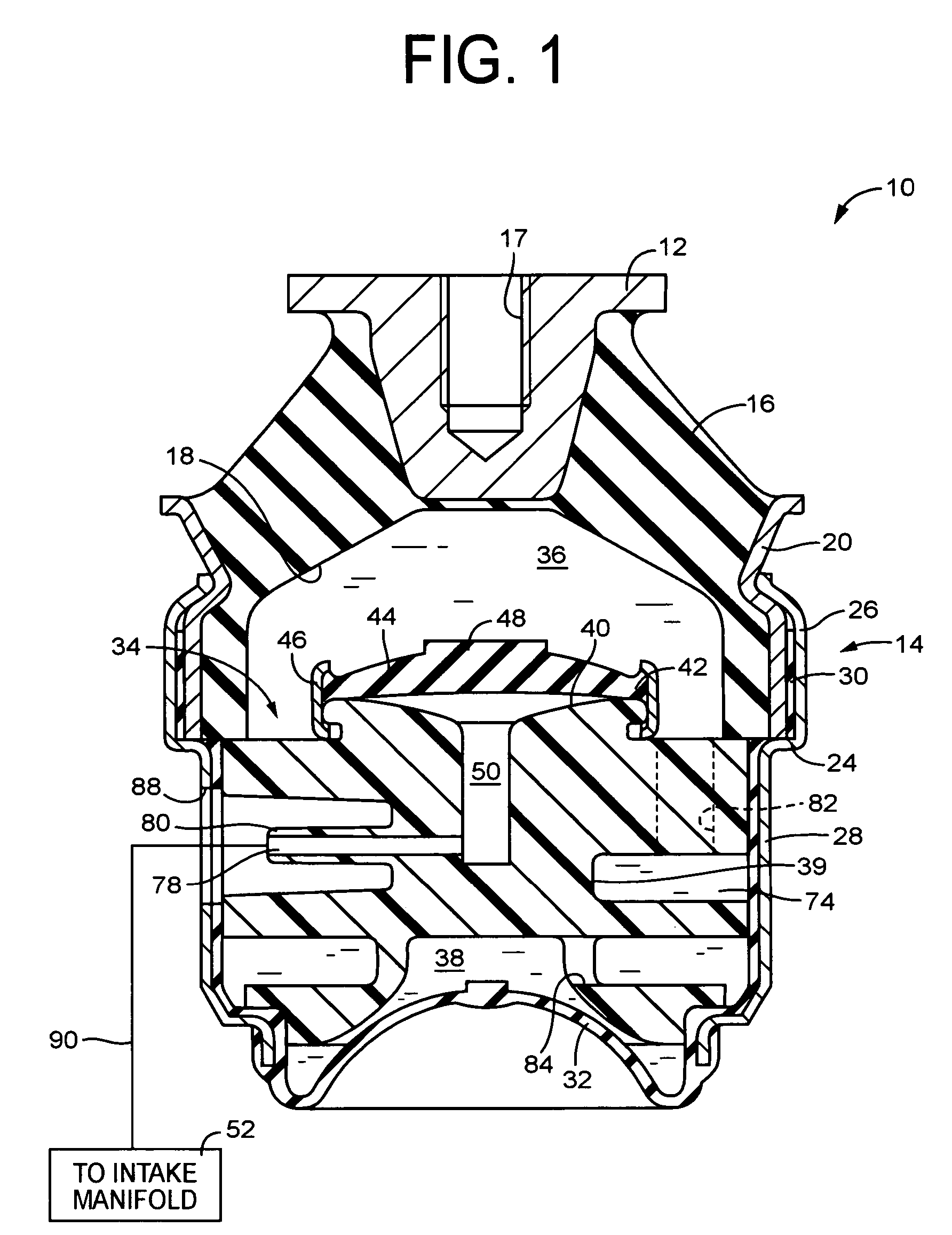 Pneumatically operated fluid filled engine mount