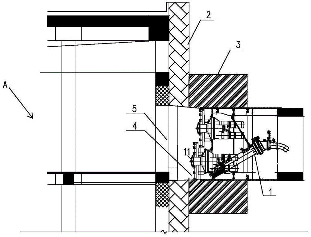 Auxiliary structure and construction method for entering hole of rectangular pipe jacking machine