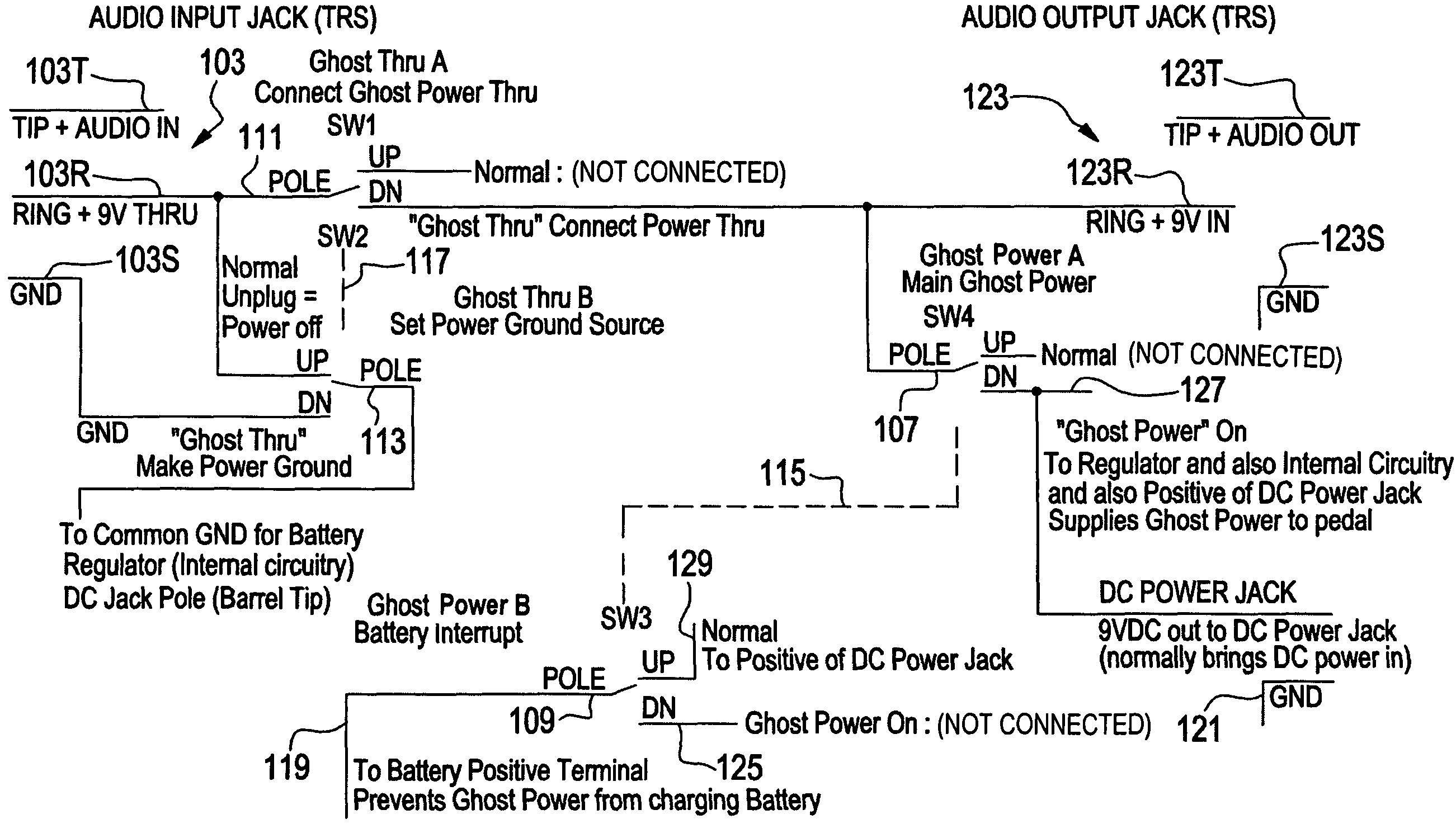 Phantom powered pedals