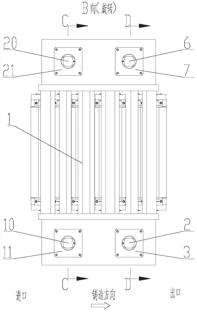 Sector segment structure capable of compositely pressing continuous casting solidification tail end of extra-thick plate
