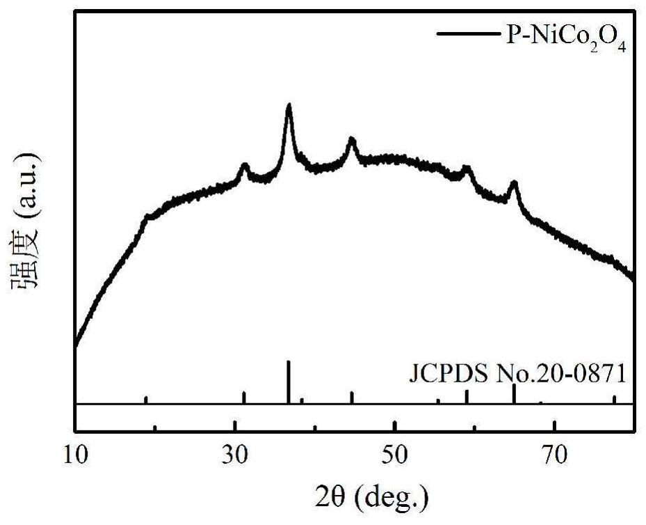 A flower-like phosphide nickel cobaltate material, preparation method and application