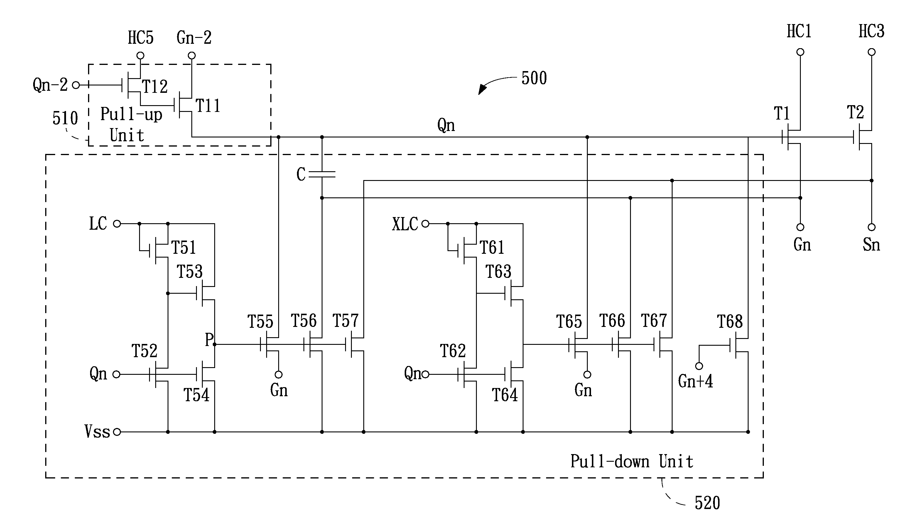 Gate driving circuit on array applied to charge sharing pixel