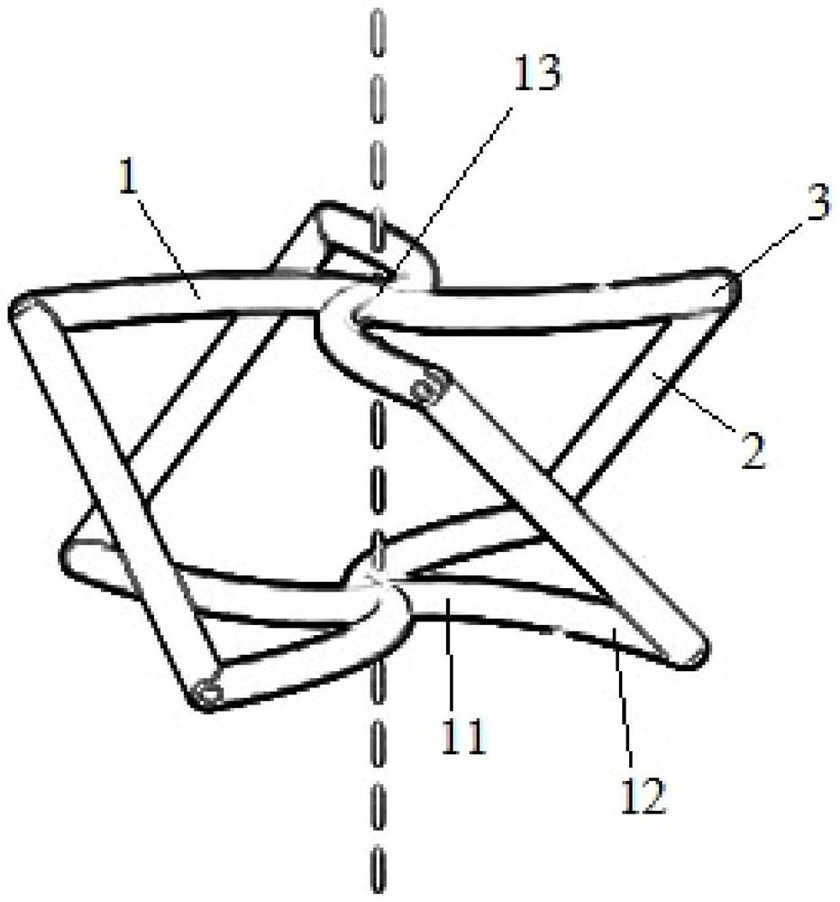 Three-dimensional negative Poisson's ratio structure suitable for 3D printing