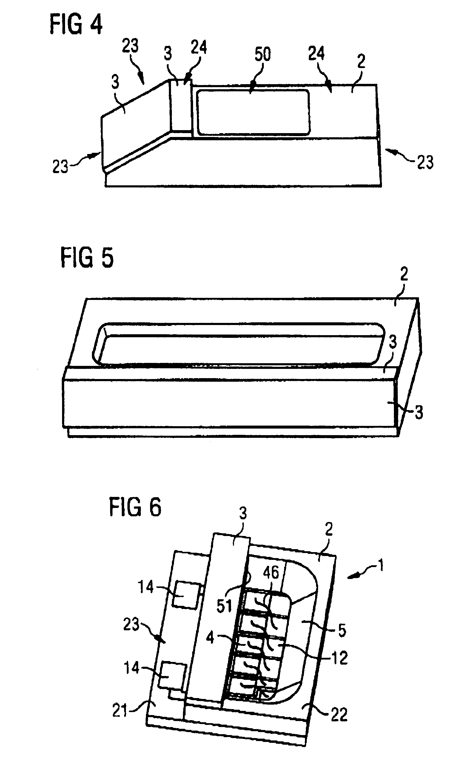 Housing for an electromagnetic radiation emitting optoelectronic component, component and method of making a housing or a component