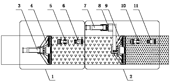 Water-stable large-thickness double-unit double-layer synchronous continuous laying and continuous pressing integral forming construction method