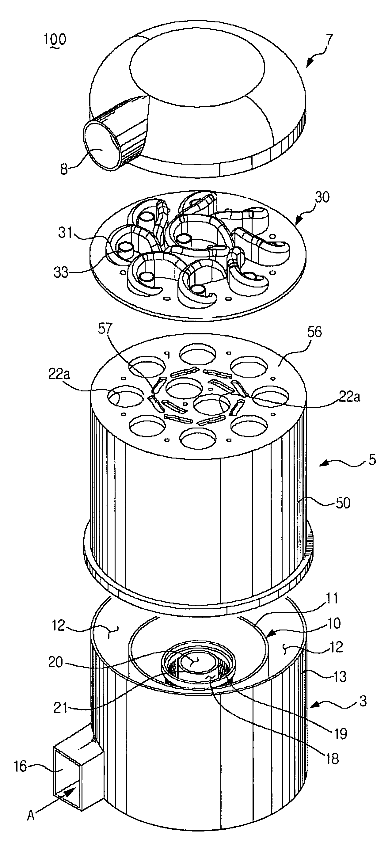Cyclone separating apparatus for a vacuum cleaner