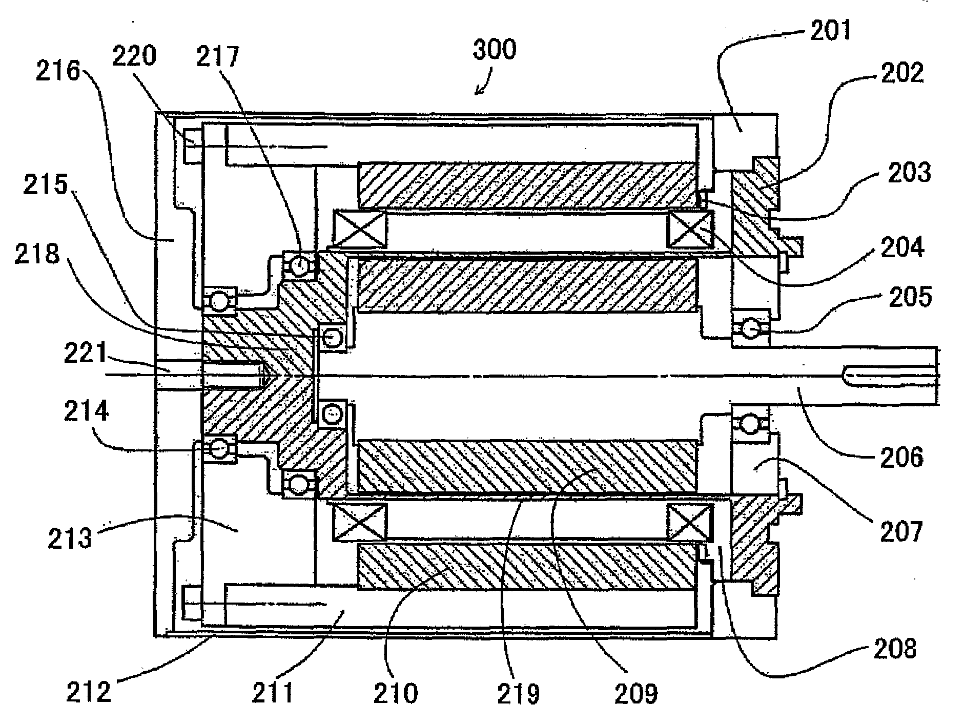 Coreless and brushless direct-current motor, gifford mcmahon (GM) cryogenic cooler, pulse tube cryogenic cooler, cryopump, magnetic resonance imaging (MRI) apparatus, superconducting magnet (SCM) apparatus, nuclear magnetic resonance (NMR) apparatus, and cryogenic cooler for cooling semiconductor