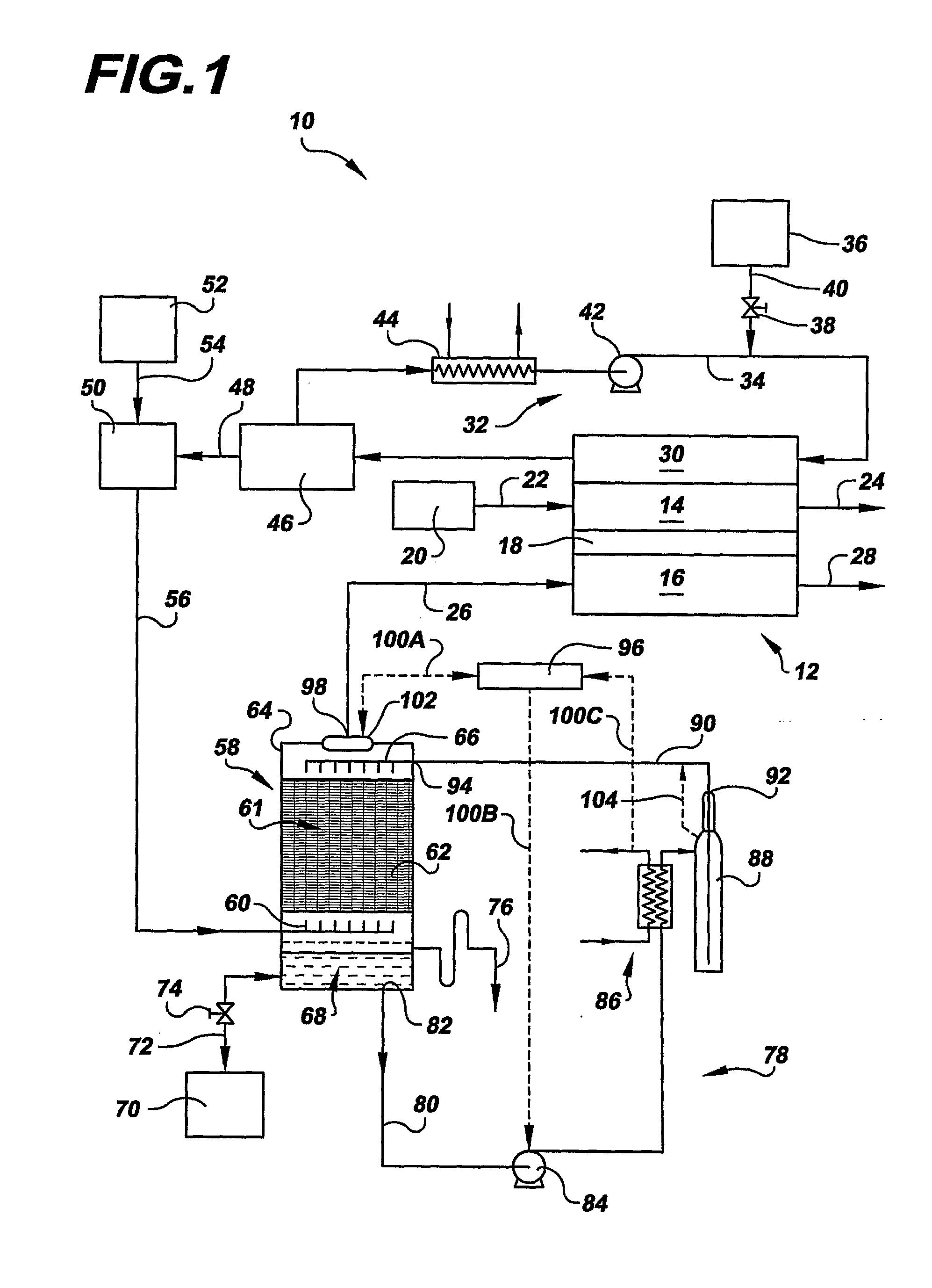 Contaminant separator and isolation loop for a fuel reactant stream for a fuel cell