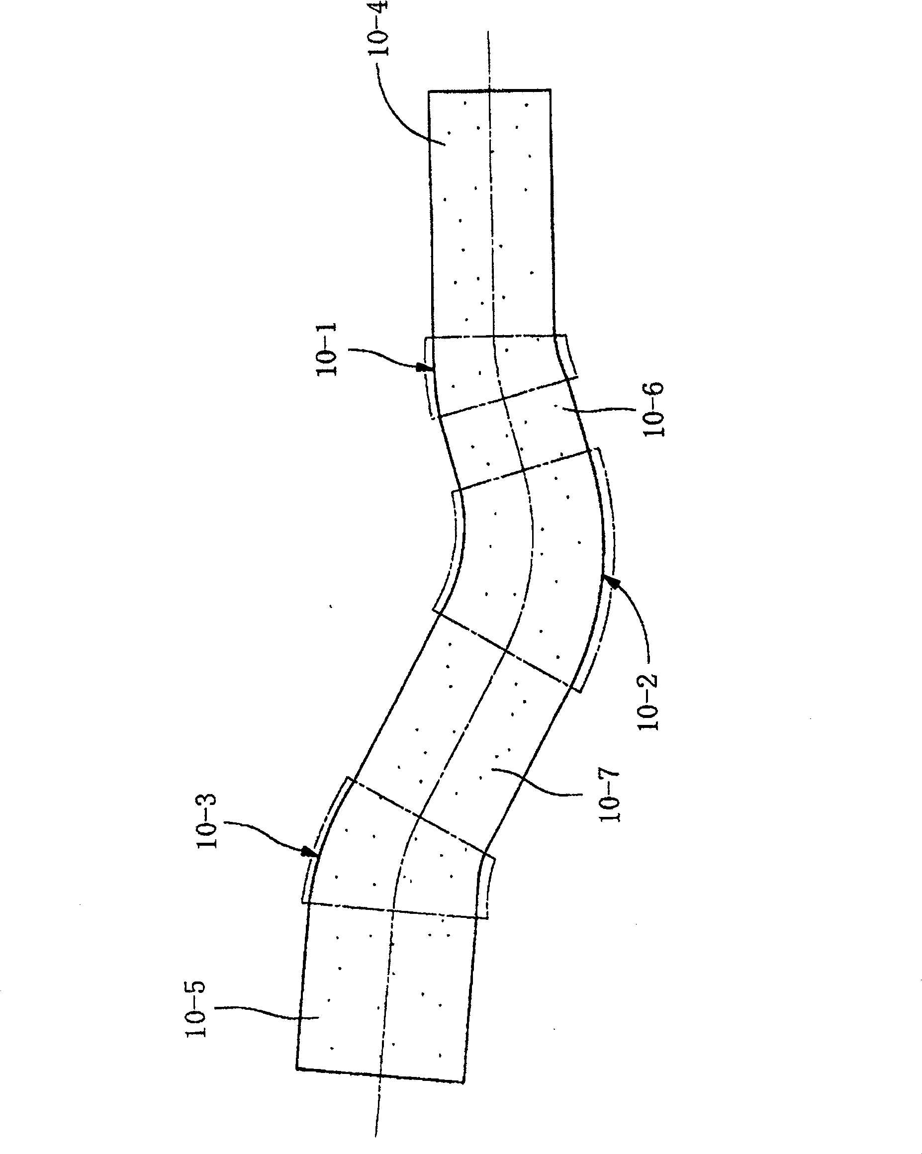 Resin composite hose of curved shape and method for producing the same