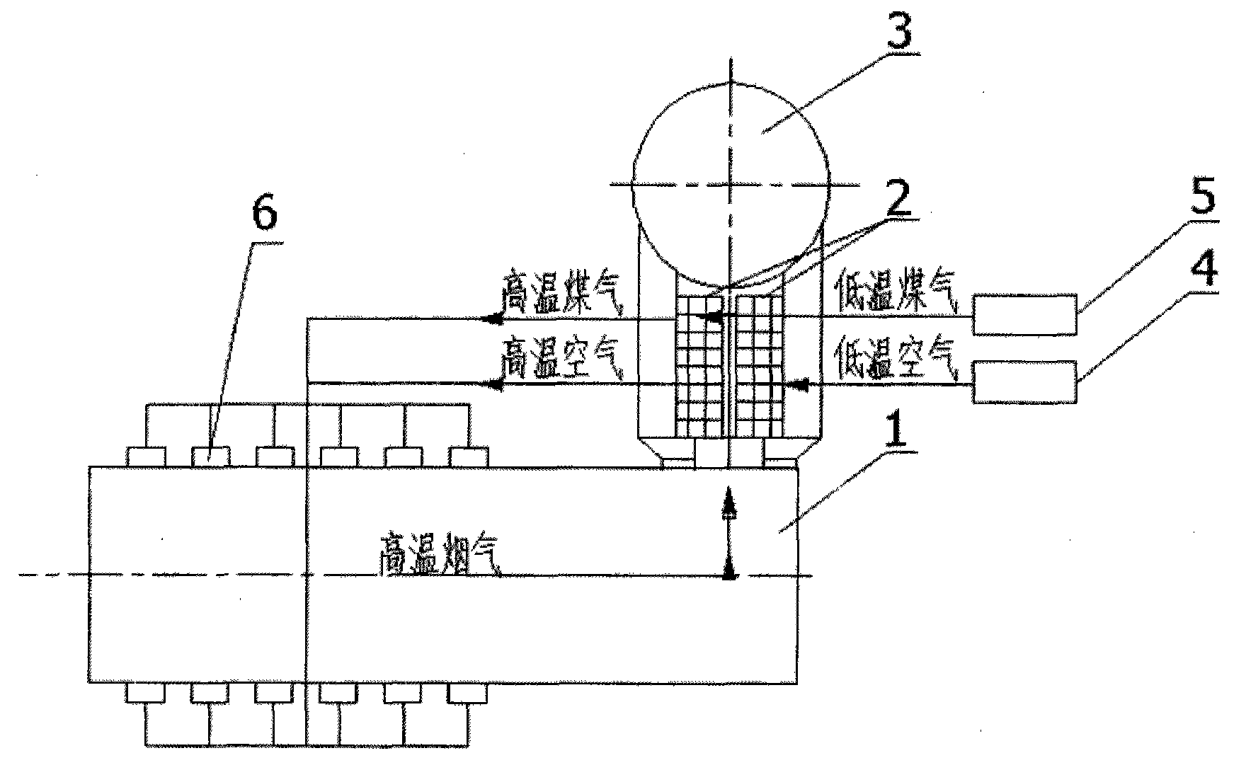 Recycling system of smoke gas energy for realizing high-temperature and low-oxygen combustion