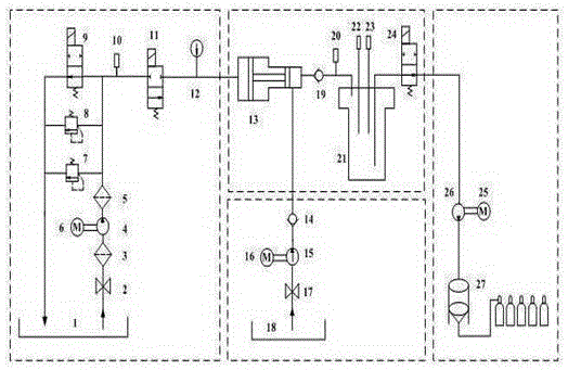 Water-hydraulic ultrahigh pressure system for liquid food and production device thereof