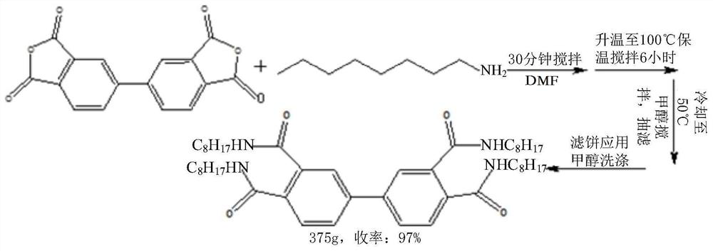 3,3',4,4'-biphenyl tetraformyl tetraoctylamine, and preparation method and application thereof