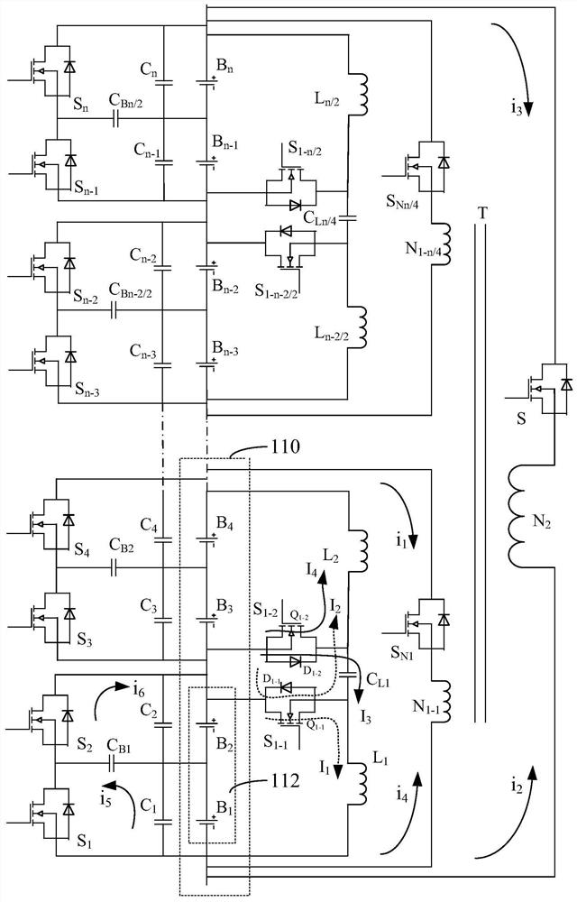 Energy transfer type single battery voltage management circuit