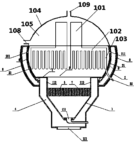 A medical liquid gas steam generator for health care products with radially changing diameters of connecting pipes