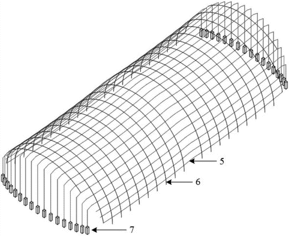 Self-balancing cable net structure capable of moderating wind load