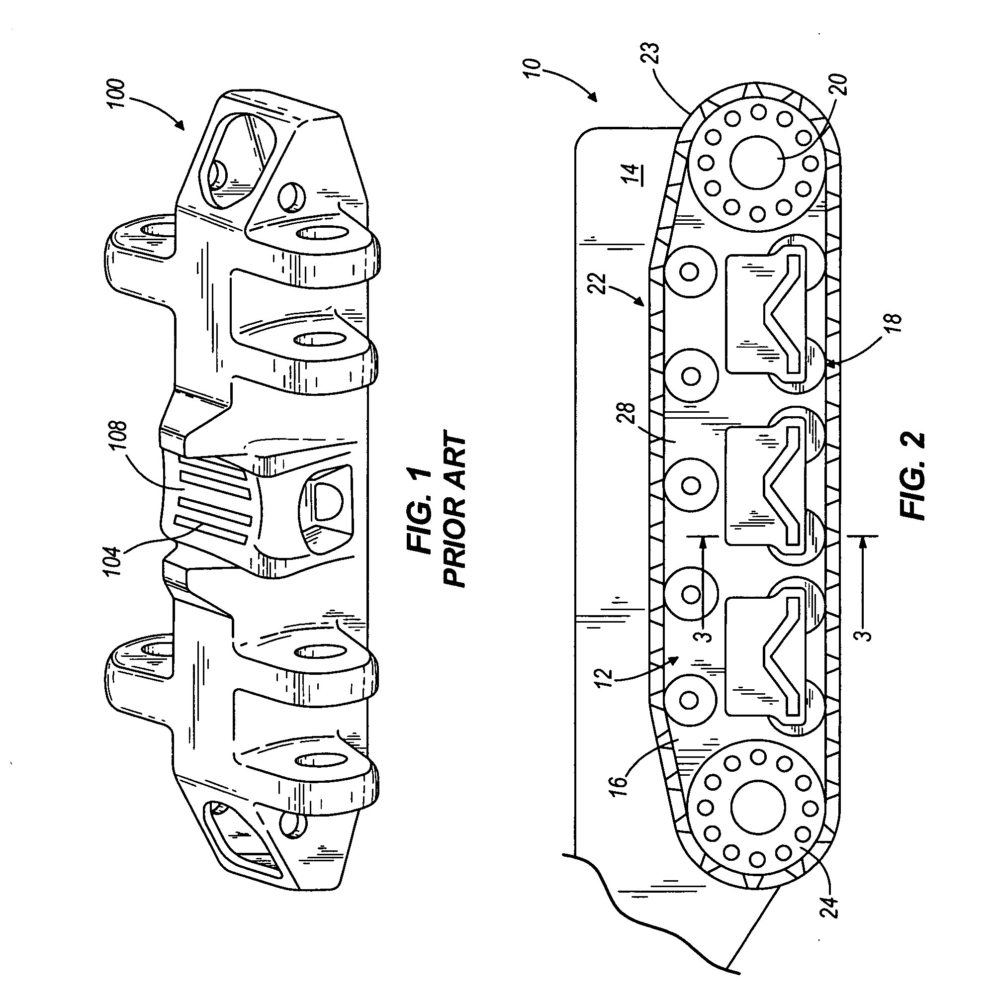 Crawler shoe with peening pads in roller path