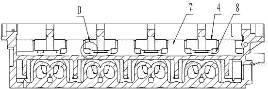 Engine cylinder head and processing method of main oil gallery tappet holes of engine cylinder head