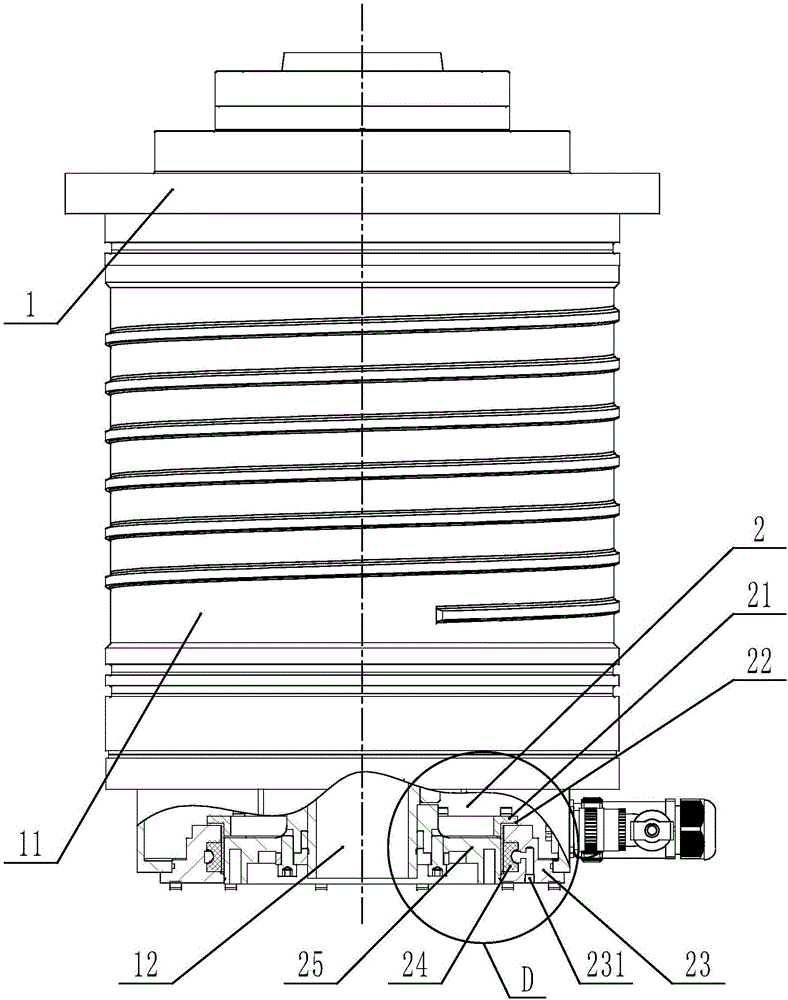 Motorized spindle hydraulic radial locking mechanism