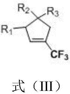 1-trifluoromethyl-tetrasubstituted cyclopentene derivatives as well as preparation method and application thereof