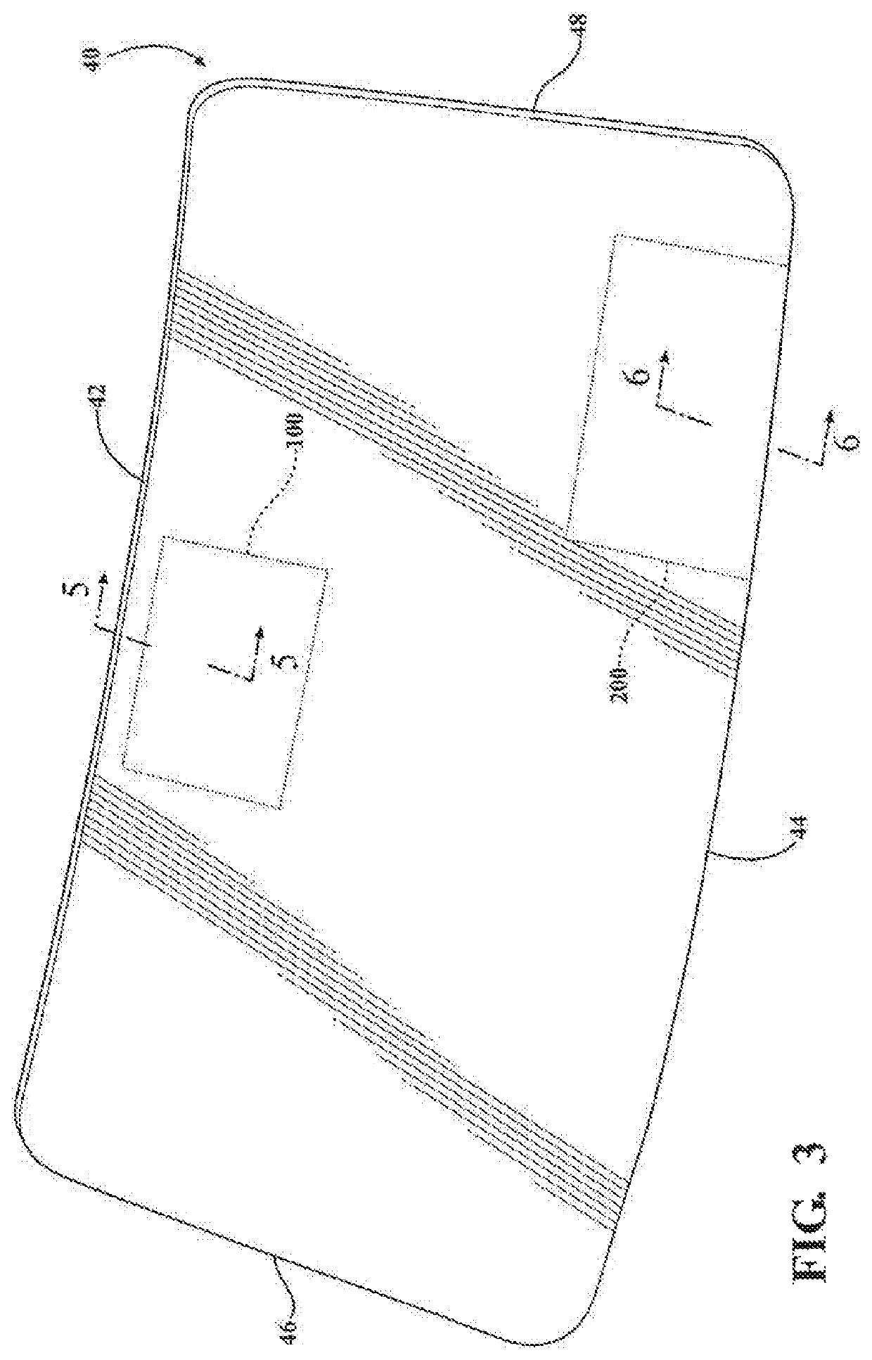 Window assembly for vehicle with variable thickness profile associated with front-facing camera
