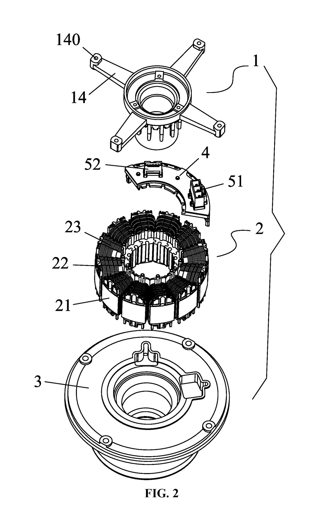 Plastic-packaged stator and external rotor motor comprising the same