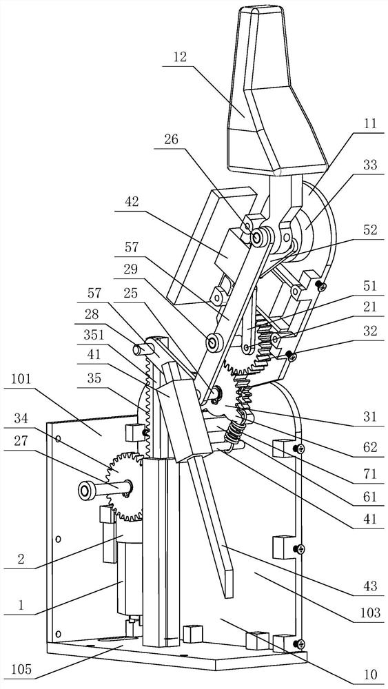 Indirect self-adaptive robot finger device with inclined rod double slider linear flat clamp