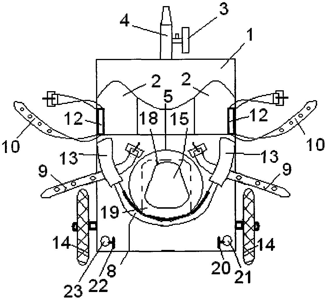 Restraint device being provided with baffle and being convenient for relieving bowels, carrying pregnant women with metal diseases for examination solution and supporting abdomens