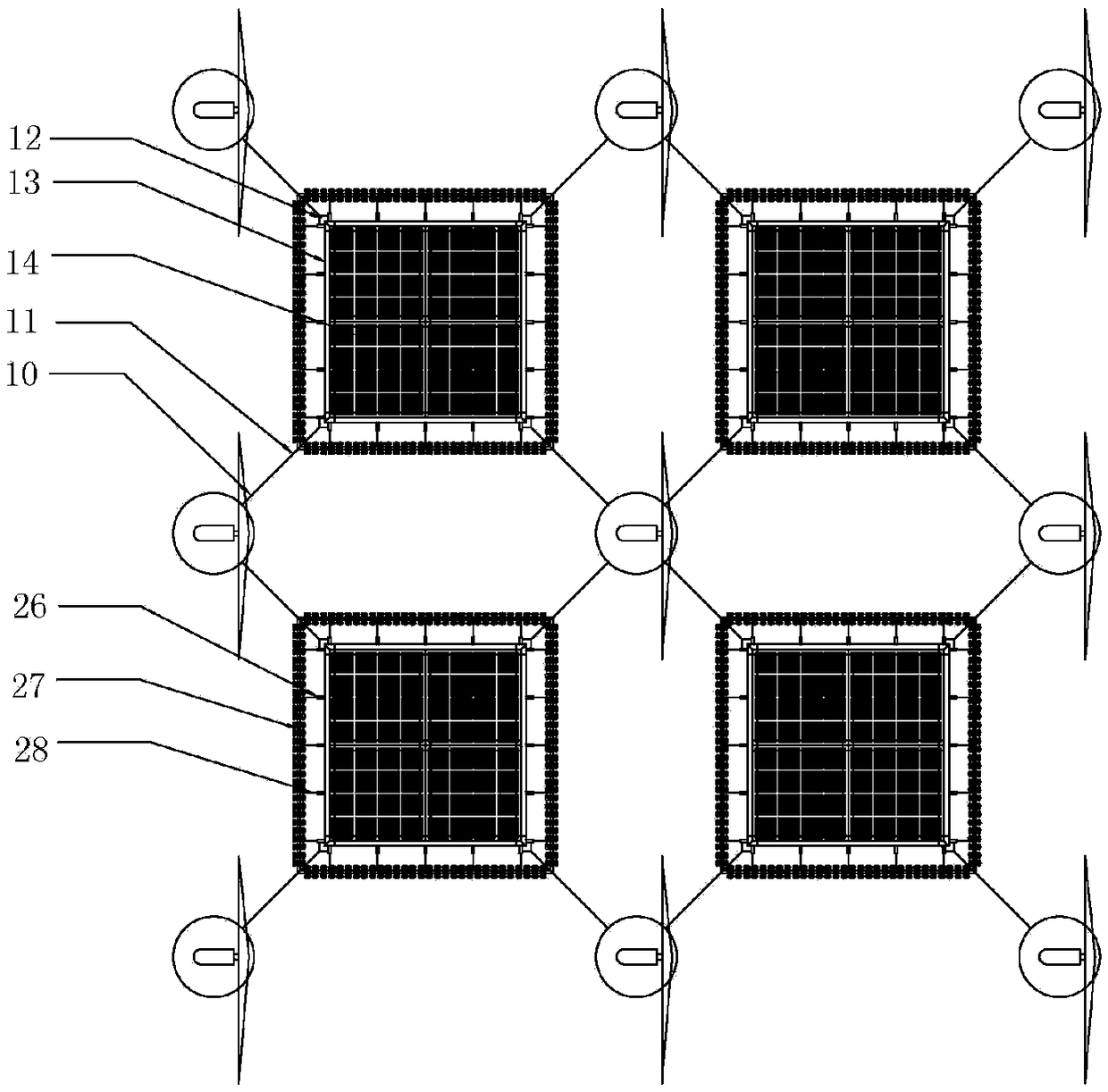 Integrated system of offshore wind, photovoltaic power generation and cage farming