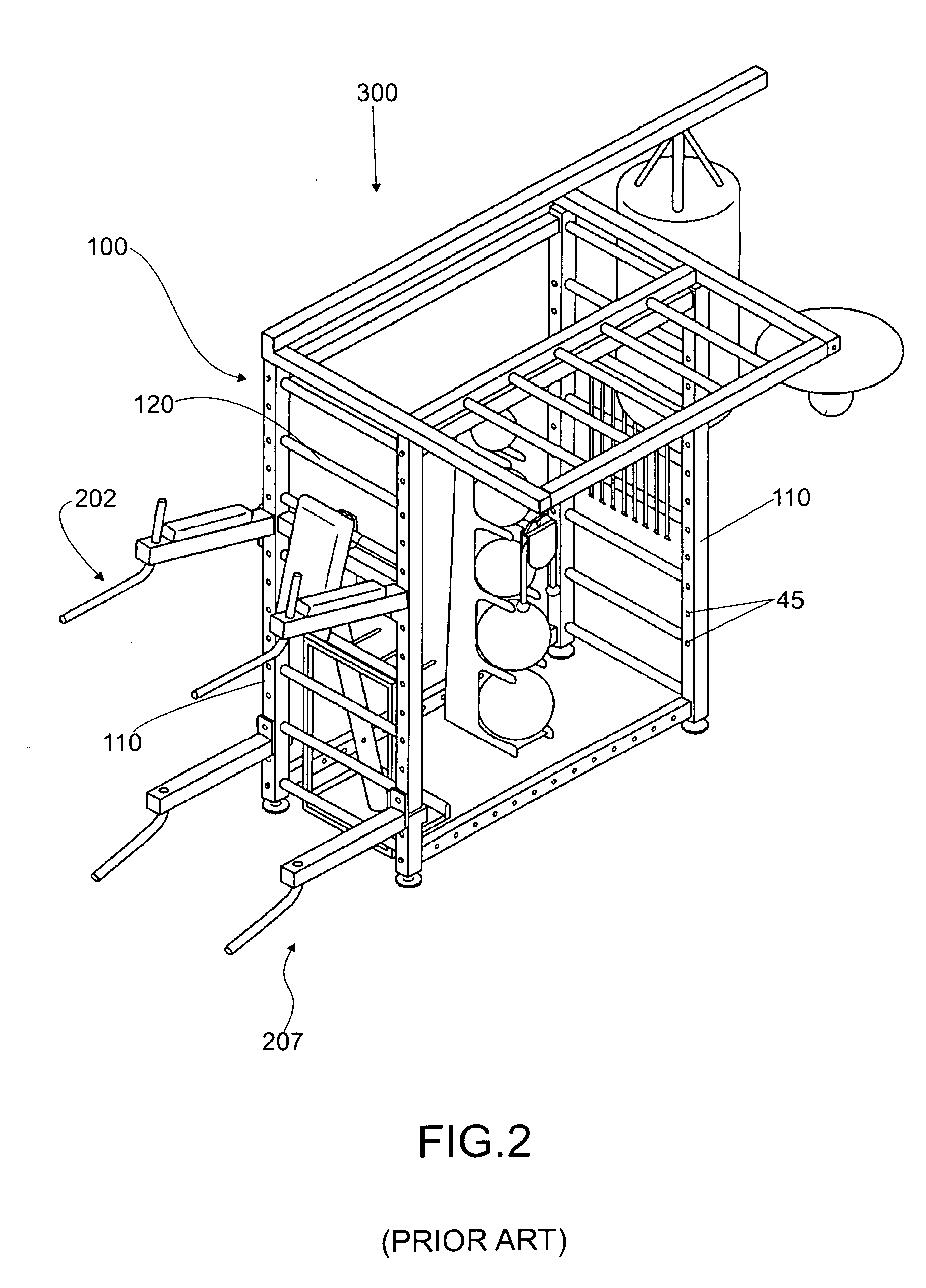 Arrangement for attaching an exercise device to a ladder-like frame of an exercise machine