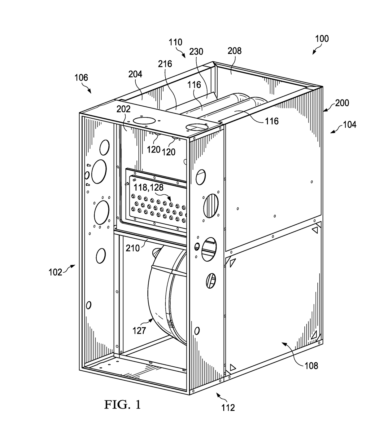 Furnace cabinet with nozzle baffles