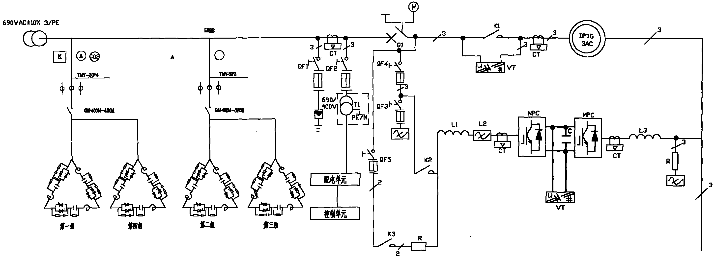 Dynamic filter reactive power compensation device for fan converter cabinet