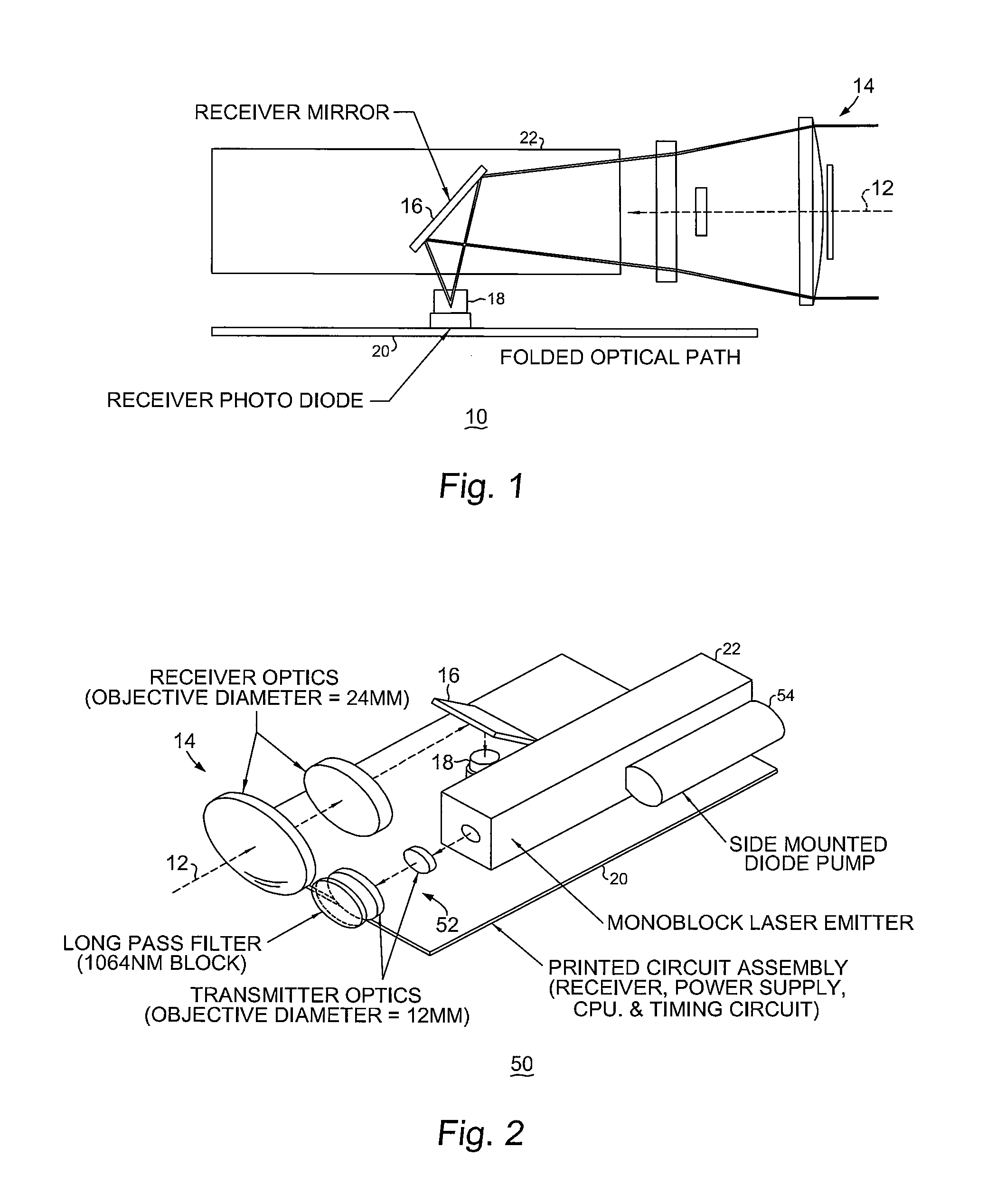 Non-saturating receiver design and clamping structure for high power laser based rangefinding instruments